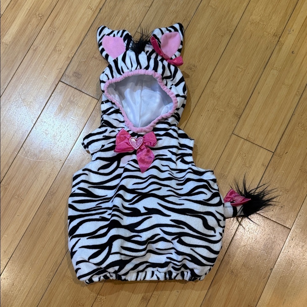 Koala Kids Infant Girl Plush Black White Stripe Baby Zebra Costume Hoodie 6-9m